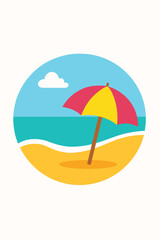 summer beach with umbrella vector