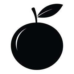 Simple Black and White Apple Illustration with Stem and Leaf