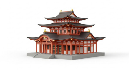 Detailed 3d render of a traditional japanese temple, showcasing architectural beauty and cultural heritage in a serene scene