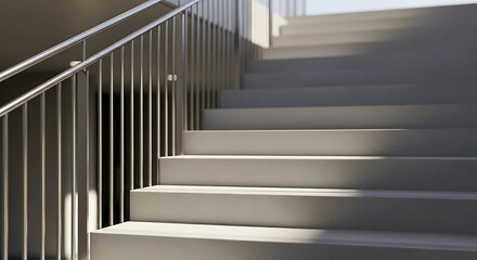 Obraz premium Modern Concrete Staircase with Metal Railing.