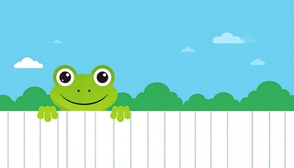 Smiling Frog Peeking Over a Fence.