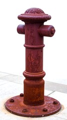 Rusty red fire hydrant post