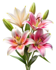 Naklejka premium ily flowers isolated on white background ,PNG. AI Generated