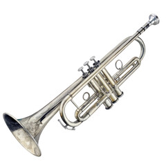 Obraz premium Silver trumpet musical instrument watercolor isolated on a transparent background brass sound