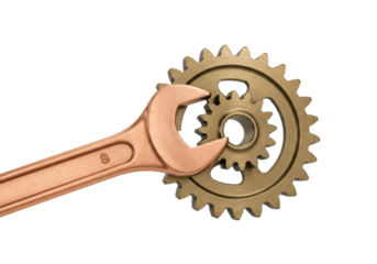 Isolated spanner tool repairing gear wheels, mechanical engineering industry, machinery, repair