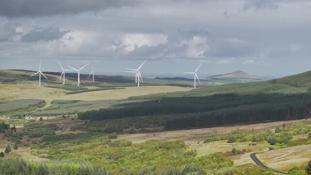 Wind Farm from a drone, Roxburghshire, Roxburgh, Southern Uplands, Scotland