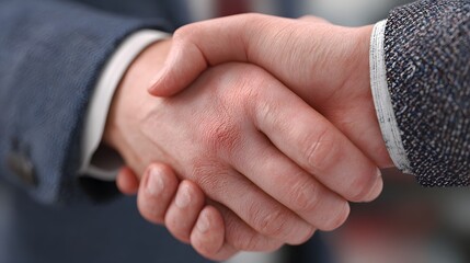 Professional handshake seals a successful business deal, signifying trust and partnership in the corporate world.