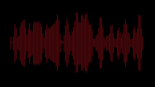 Sound wave icon, podcast player interface, music symbol. Monochrome simple sound wave on transparent background. ound line graph. 911 call visualization, voice