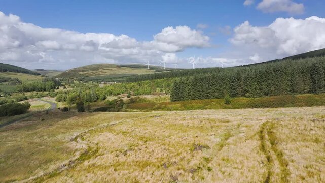 Wind Farm from a drone, Roxburghshire, Roxburgh, Southern Uplands, Scotland