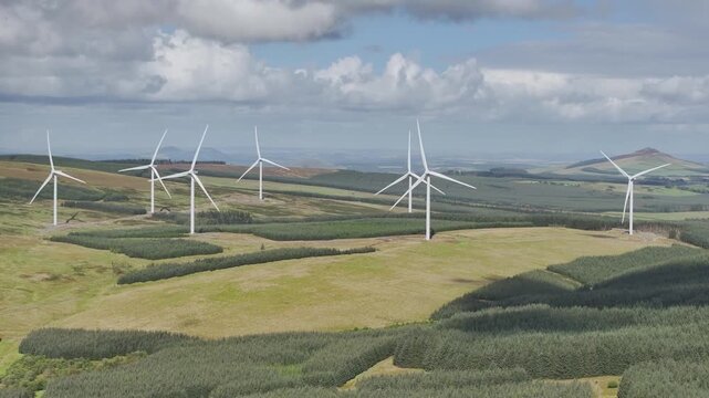 Wind Farm from a drone, Roxburghshire, Roxburgh, Southern Uplands, Scotland