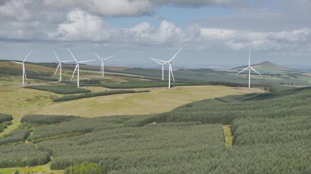 Wind Farm from a drone, Roxburghshire, Roxburgh, Southern Uplands, Scotland