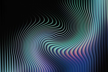 Abstract swirling lines with a gradient of blue, green, and purple hues against a dark background, creating a mesmerizing visual effect