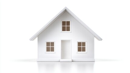 Ultra quality image of simple white house icon or 3D model, isolated on a pure white background. Real estate, home.