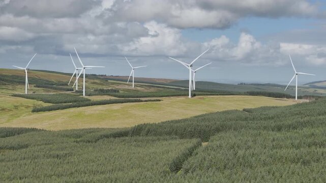 Wind Farm from a drone, Roxburghshire, Roxburgh, Southern Uplands, Scotland