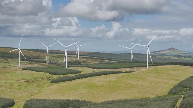Wind Farm from a drone, Roxburghshire, Roxburgh, Southern Uplands, Scotland