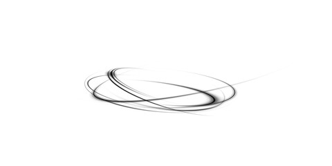 Circular Light Wave with Neon Black Glow and Motion Blur Effect, Isolated Transparent Electric Swirl for UI or Backgrounds