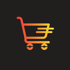 A minimalist, modern ecommerce logo design  with a vibrant orange and yellow gradient on a dark background.
