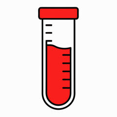 Simple red liquid in a laboratory test tube with markings