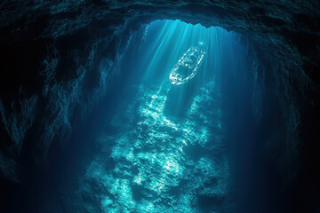 A boat in a cave.