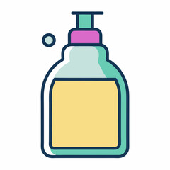 Stylized icon of a liquid soap dispenser bottle with a small bubble