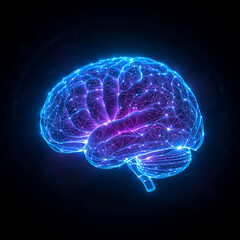 Futuristic Artificial Intelligence Brain Made of Glowing Blue Neural Connections