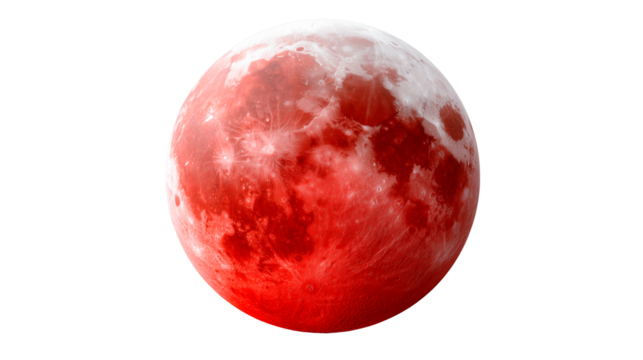 Total lunar eclipse blood moon observed in clear night sky, showcasing its deep red hue against the darkness