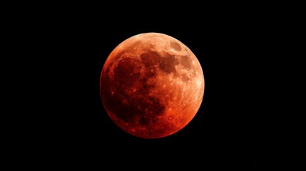 Naklejka premium Full lunar eclipse reveals beautiful red moon in clear night sky
