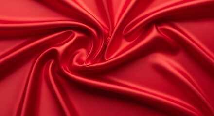 Red Silk Fabric Draped in a Swirling Pattern.