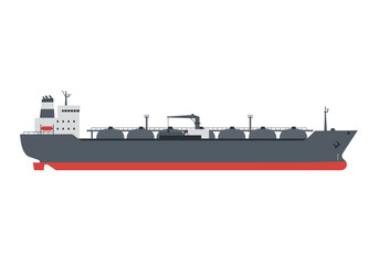 Naklejka premium A side view illustration of a large cargo ship with multiple tanks