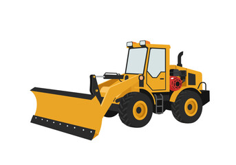 Fototapeta premium A yellow frontend loader with a snowplow attachment