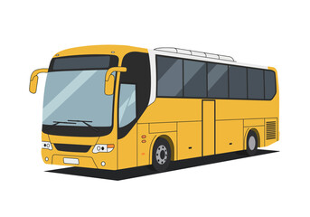 Yellow bus with black accents and large tinted windows