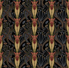 Abstract seamless color full paisley mughal motif bunch pattern