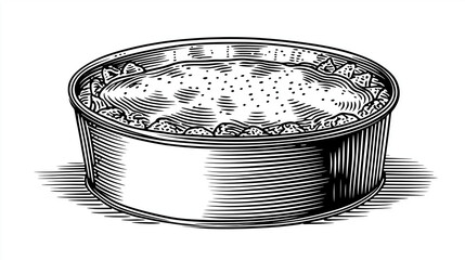 Antique metal baking mold with cake in side view  