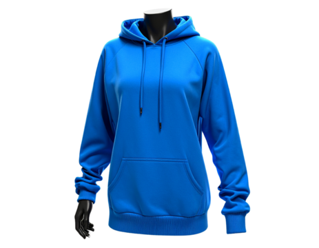Blue Hoodie on Invisible Mannequin PNG - Powered by Adobe