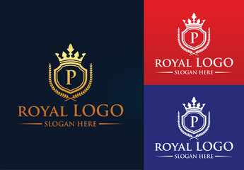Naklejka premium P letter royal logo | P royal letter logo | king royal logo | royal academy logo | royal air logo | royal logo blue | apple crown royal logo | royal logo black and white | royal logo gold color