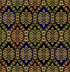 Abstract seamless color full paisley mughal motif bunch pattern