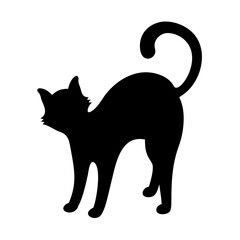 Mysterious Silhouette: A sleek black cat, depicted in a stylish silhouette, stands poised, its form exuding an air of elegance and mystery, against a clean backdrop.
