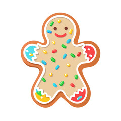 Gingerbread Man: A cheerful, handcrafted gingerbread man, a delightful symbol of holiday cheer, is decorated with colorful frosting and sprinkles, perfectly capturing the essence of festive baking.