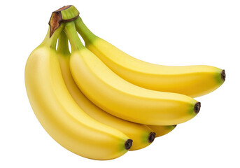 Ripe yellow bananas bunch fresh fruit healthy food isolated on a transparent background