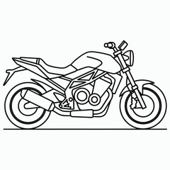 Fototapeta premium Black line art illustration of a modern motorcycle side view motorbike bike