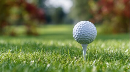 Ultra quality image of golf ball on tee to tee off.