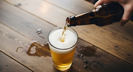 Refreshing Beer Pour: Golden Beverage in Glass