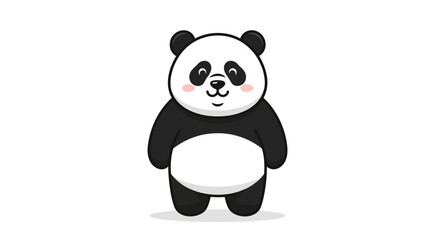 Fototapeta premium Adorable Cartoon Panda Bear Illustration, Standing Pose, Black and White Fur, Pink Cheeks