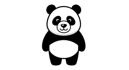 Naklejka premium Adorable Cartoon Panda Bear Standing Upright with Black and White Fur