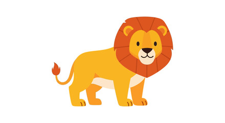 Cartoon Lion with Orange Mane and Yellow Body Standing Proudly
