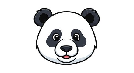 Cartoon Panda Head with Happy Expression