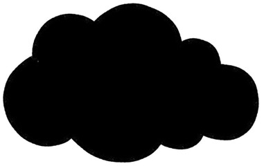 Black silhouette cloud-shaped speech bubble.
