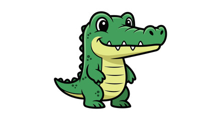 Fototapeta premium Cute Cartoon Crocodile with a Happy Expression