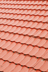 Wet Modern Red Tile Roofing Shingles Architectural Design Exterior Detail