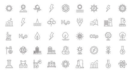 Science Icons Set  Energy Water Environment Chemistry and Technology Vector Illustrations